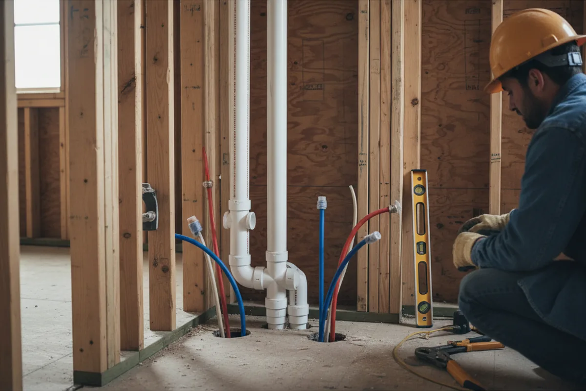 Drain and supply rough-in during Sump Pump Repair in Spencerville